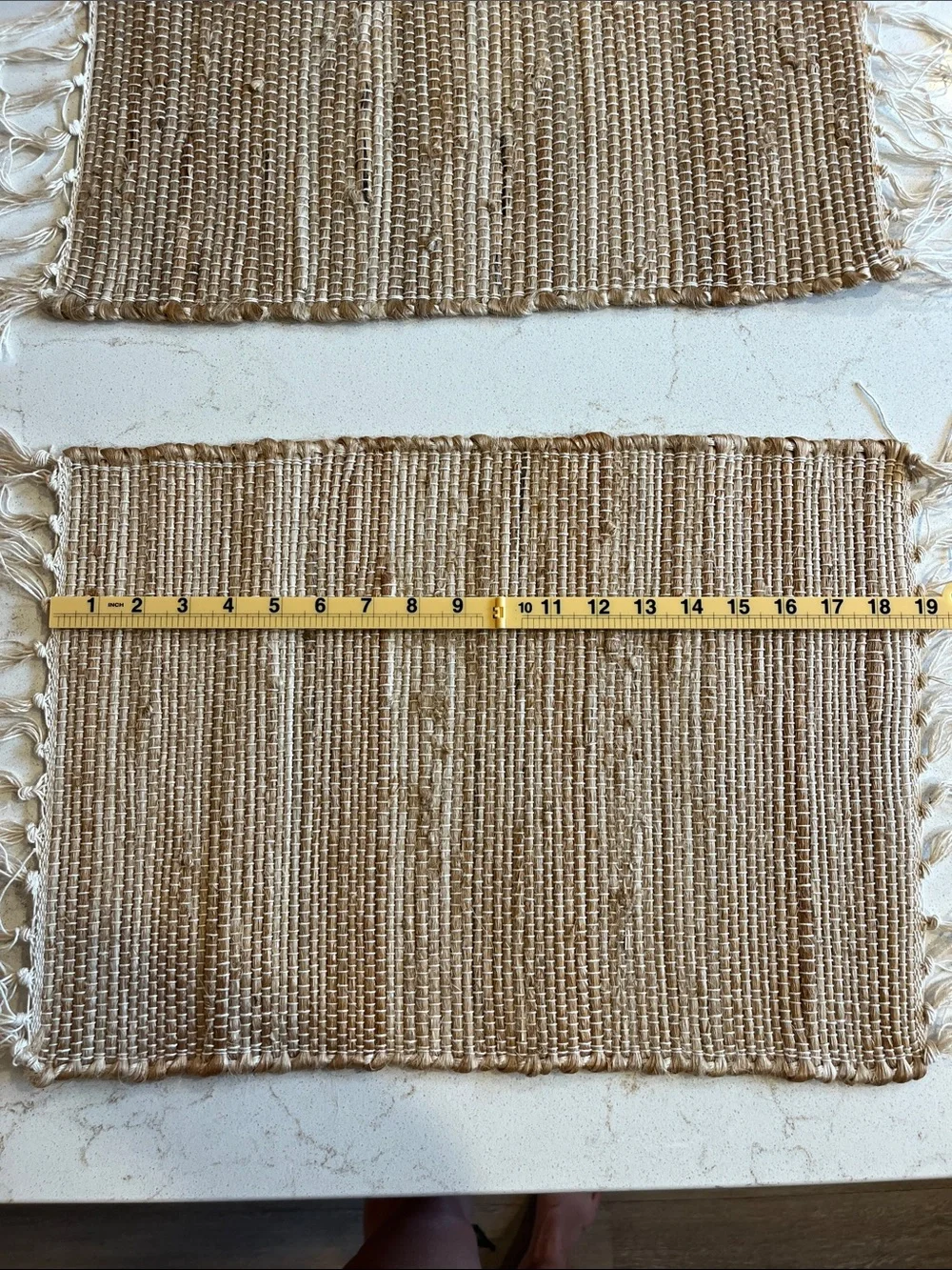 Pier 1 Natural Beige Woven Jute Placemats with Fringe (set of 2)